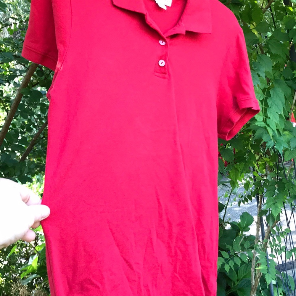 Aeropostale Red Short Sleeves 3 Button Pique Polo Shirt WOMEN’S XL Ribbed Trim